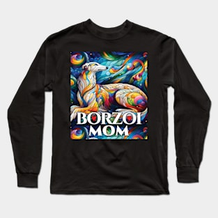 Borzoi mom, stained glass. I love borzois. Long Sleeve T-Shirt